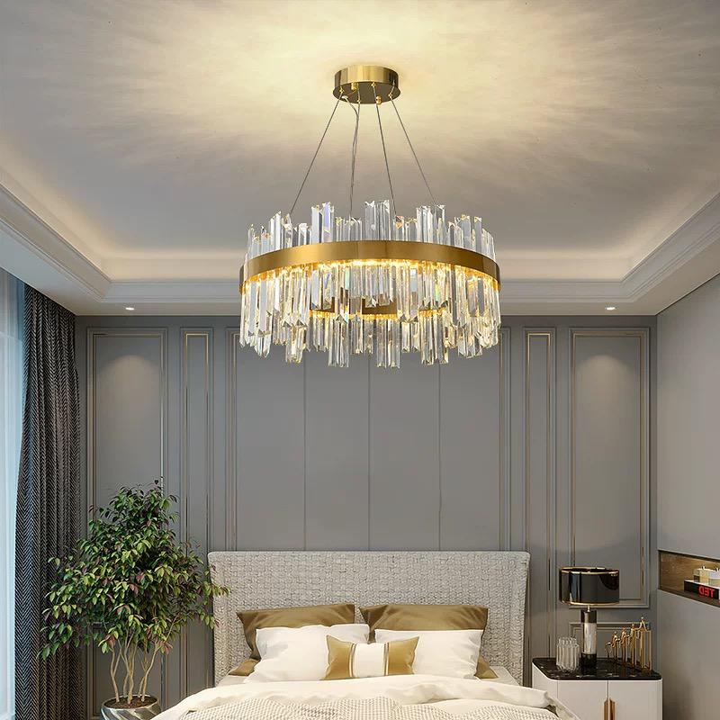 Candelabru LED RFAN, Model H98347/600, Textura Cristal, Metal, 100W, Auriu