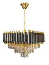 Candelabru RFAN, Model S89001/400x400, Textura Cristal, Metal, 5 X E27, Negru/Auriu