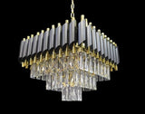 Candelabru RFAN, Model S89001/400x400, Textura Cristal, Metal, 5 X E27, Negru/Auriu