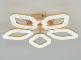 Lustra LED RFAN, Model J301-5, Cu Telecomanda, 3 Tipuri De Lumina, Intensitate Reglabila, 100W, Auriu
