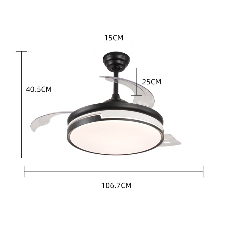 Lustra cu ventilator, ESC-410YY BK, design modern, Negru