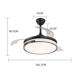 Lustra cu ventilator, ESC-410YY BK, design modern, Negru
