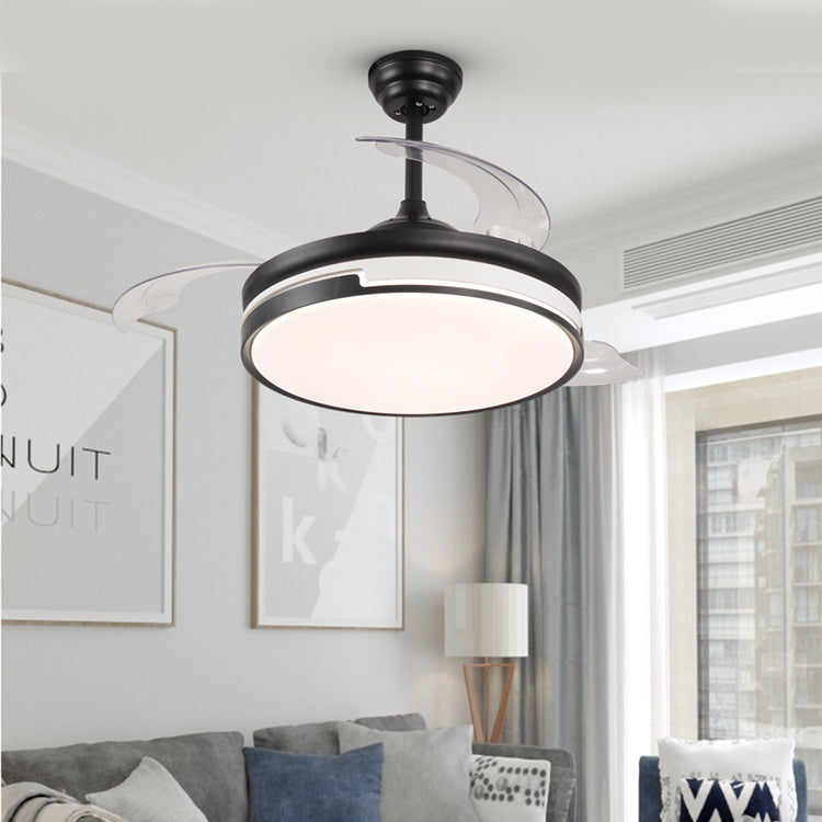 Lustra cu ventilator, ESC-410YY BK, design modern, Negru