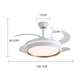 Lustra cu ventilator, ESC-417YY WH, design modern, Alb