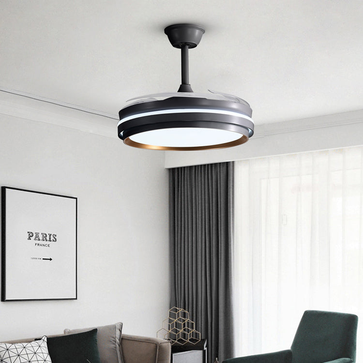 Lustra cu ventilator, ESC-417YY BK, design modern, Negru