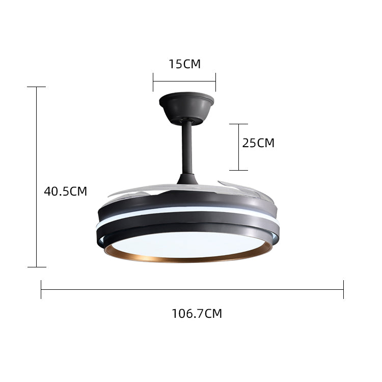 Lustra cu ventilator, ESC-417YY BK, design modern, Negru