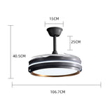 Lustra cu ventilator, ESC-417YY BK, design modern, Negru