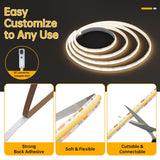 KIT Banda LED COB RFAN, CCT, cu Telecomanda, 3 Tipuri de Lumina, 5m, 15W/m, 24V, Transformator 72W