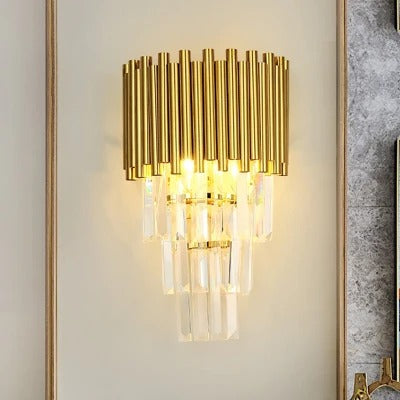 Aplica RFAN, Model QS777/2, Textura Cristal, Metal, 2 x E27, Auriu