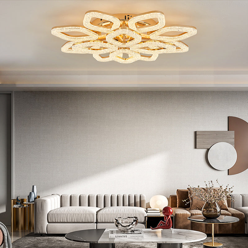 Lustra LED RFAN, Model J301/8+4, Cu Telecomanda, 3 Tipuri De Lumina, Intensitate Reglabila, 240W, Auriu