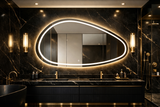 Oglinda LED Asimetrica Premium 160×85 cm, Touch, 3 Tipuri Lumina – Calda, Rece, Naturala