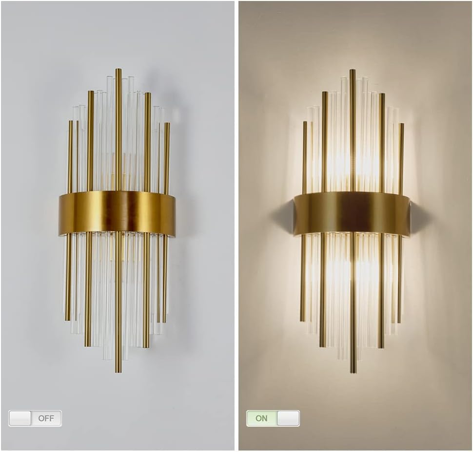 Aplica RFAN, Model 7820/2W, Textura Cristal, Metal, 2 X E14, Auriu