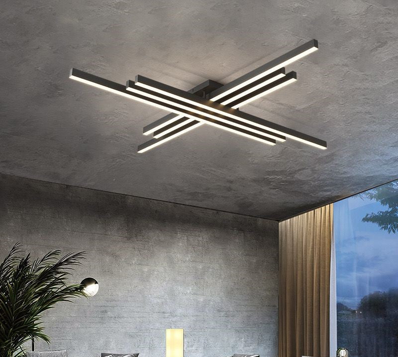 Lustra LED RFAN, Model R9112/6, Cu Telecomanda, 3 Tipuri De Lumina, Intensitate Reglabila, 146W, Negru