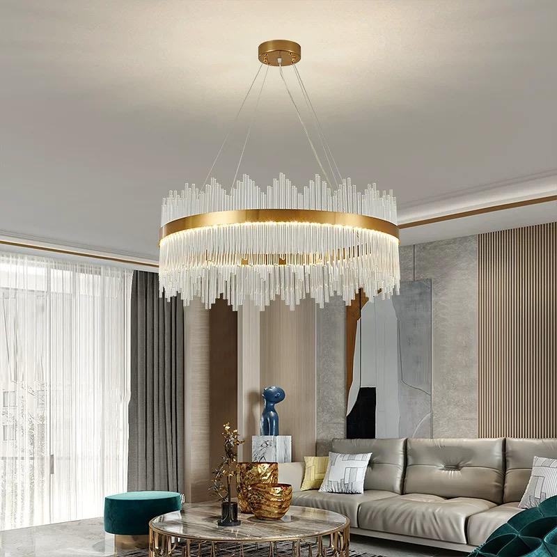 Candelabru LED RFAN, Model 8817/400, Textura Cristal, Metal, 64W, Auriu