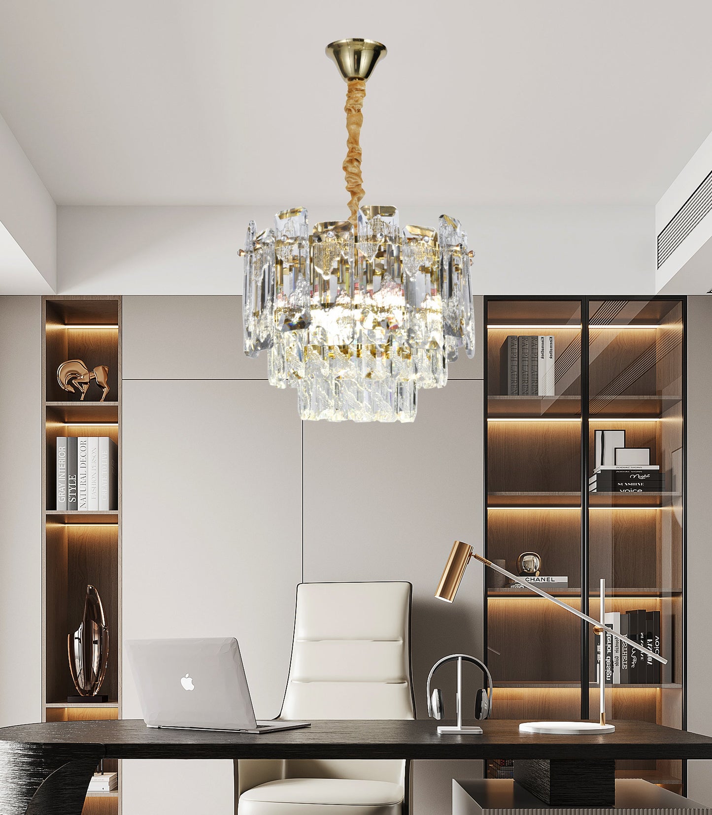 Candelabru RFAN, Model 5861/300, Textura Cristal, Metal, 4 X E14, Auriu