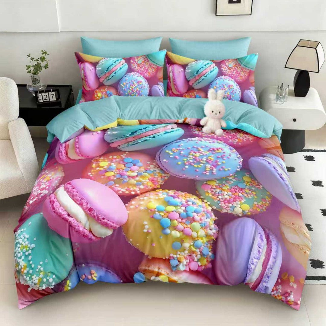 Lenjerie Finet 5D, pat dublu cu Elastic, 6 piese, Pucioasa, Bleu macarons