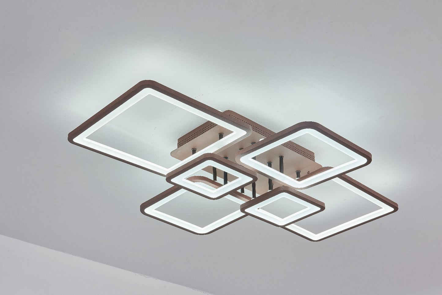 Lustra LED RFAN, Model K002-6 CF, Cu Telecomanda, 3 Tipuri De Lumina, Intensitate Reglabila, 228W, Maro