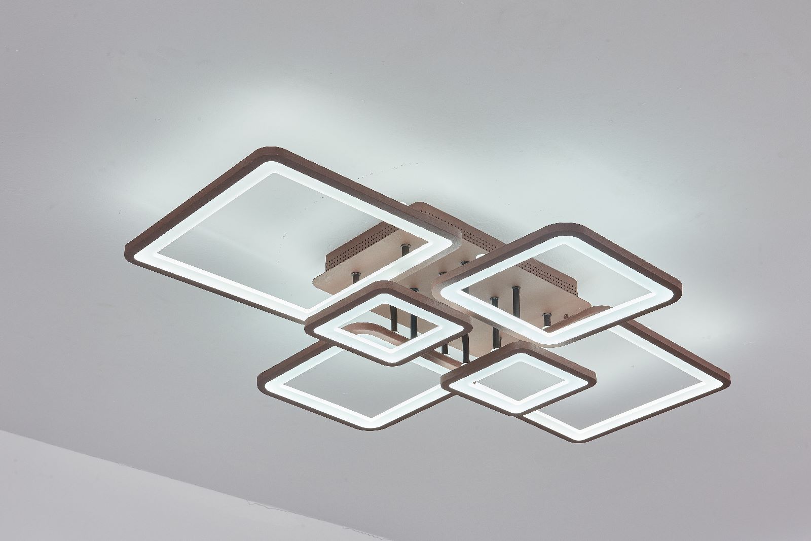 Lustra LED RFAN, Model K002-6 CF, Cu Telecomanda, 3 Tipuri De Lumina, Intensitate Reglabila, 228W, Maro