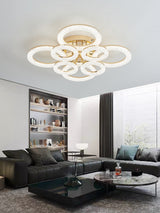 Lustra LED RFAN, Model J300/4+4, Cu Telecomanda, 3 Tipuri De Lumina, Intensitate Reglabila, 200W, Auriu