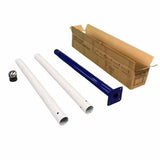 Stalp Metalic Pentru Lampi Solare cu Flansa, 4M, Alb/Albastru