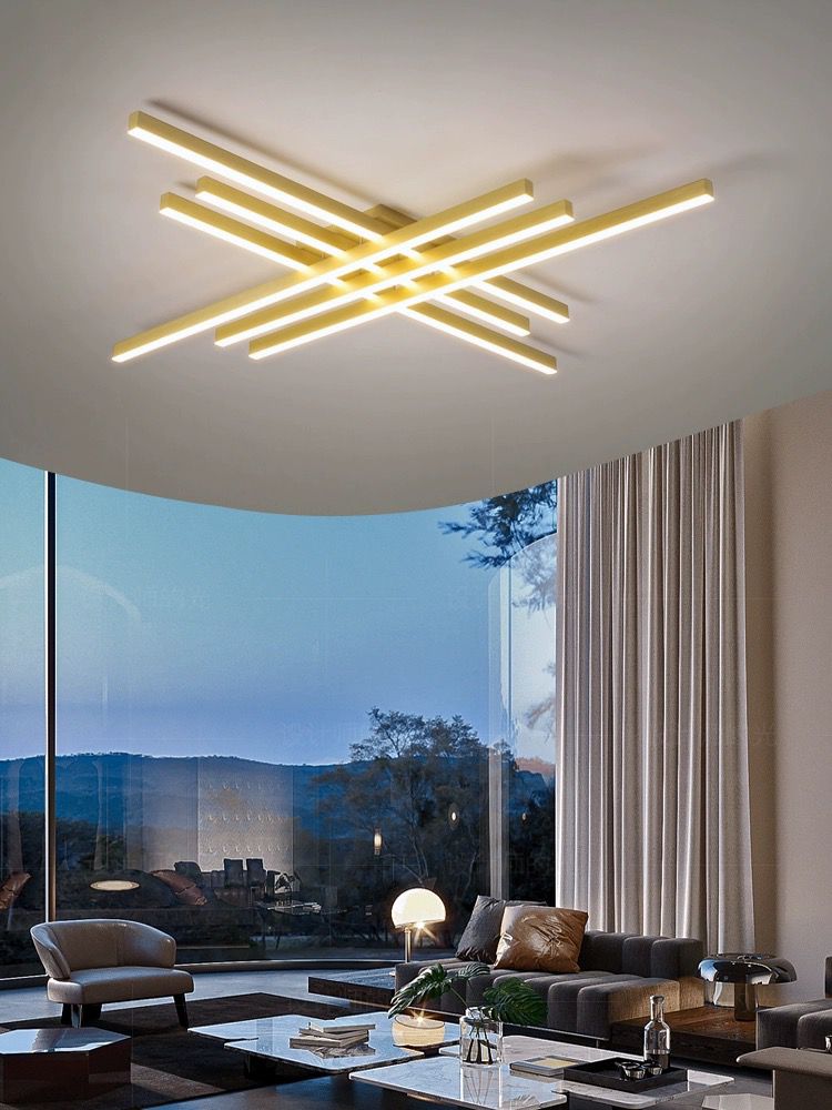 Lustra LED RFAN, Model R9112/6, Cu Telecomanda, 3 Tipuri De Lumina, Intensitate Reglabila, 146W, Auriu
