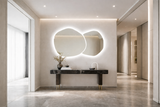 Oglinda LED Dubla, Asimetrica Premium 140×80 cm, Touch, 3 Tipuri Lumina – Calda, Rece, Naturala