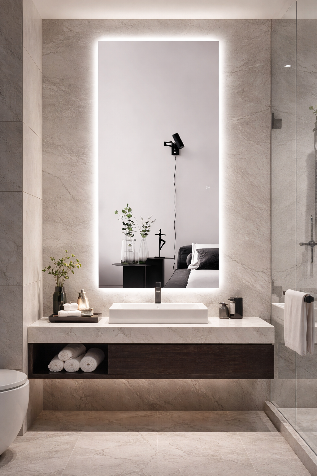 Oglinda LED Hol Premium 70×180 cm, Touch, 3 Tipuri Lumina – Calda, Rece, Naturala