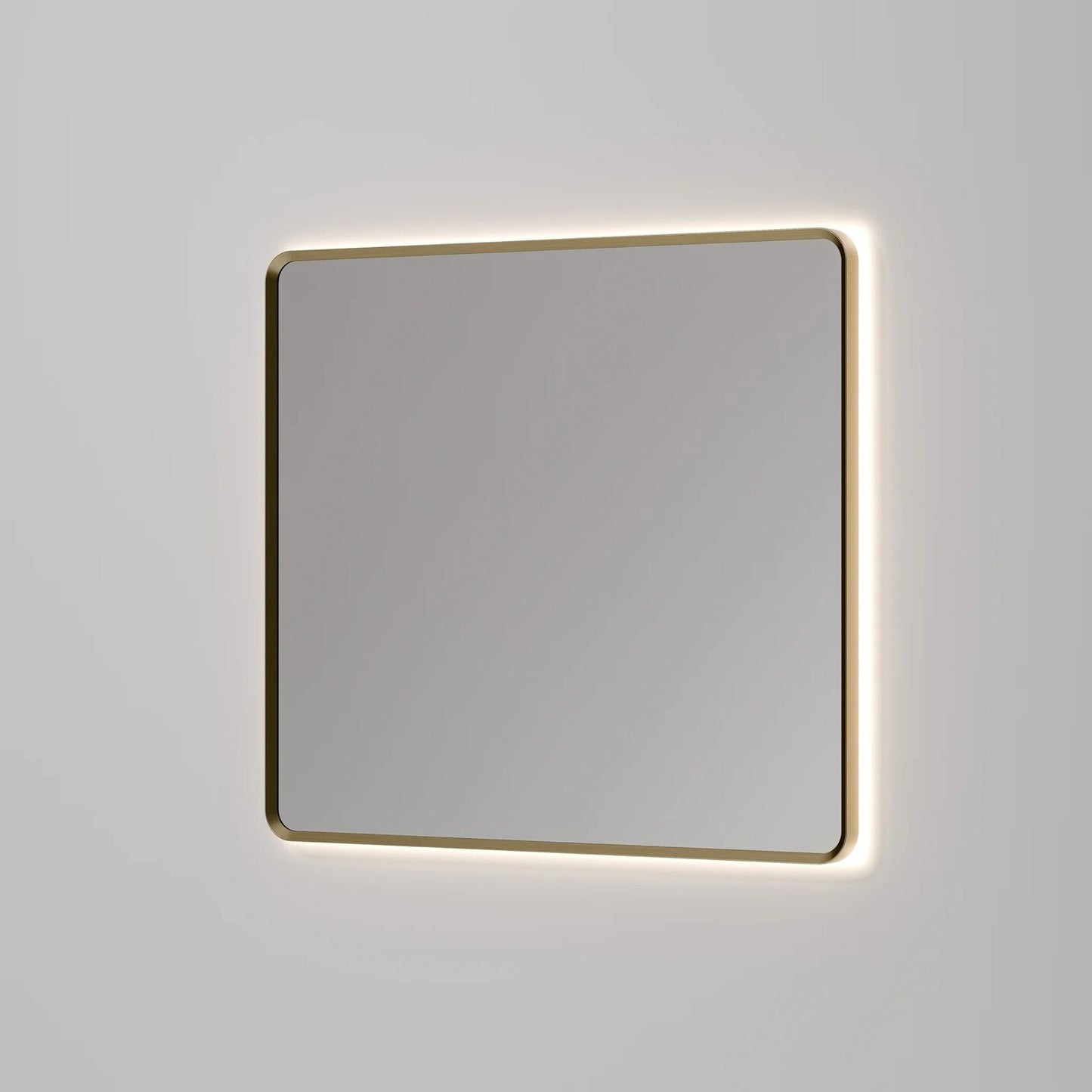 Oglinda LED Patrata Premium 80×80 cm, Rama Auriu, 3 Tipuri de Lumina – Calda, Rece, Neutra