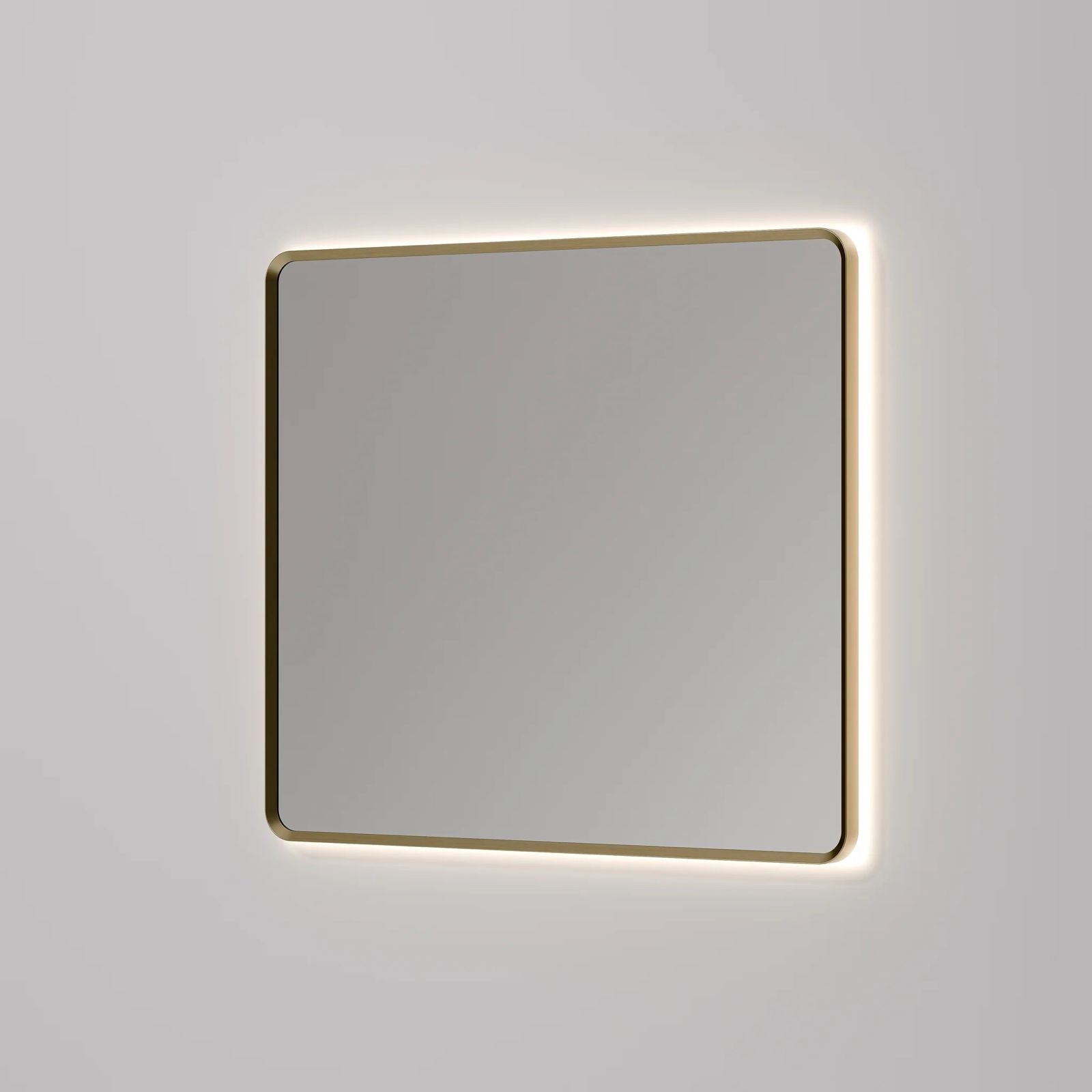 Oglinda LED Patrata Premium 80×80 cm, Rama Auriu, 3 Tipuri de Lumina – Calda, Rece, Neutra