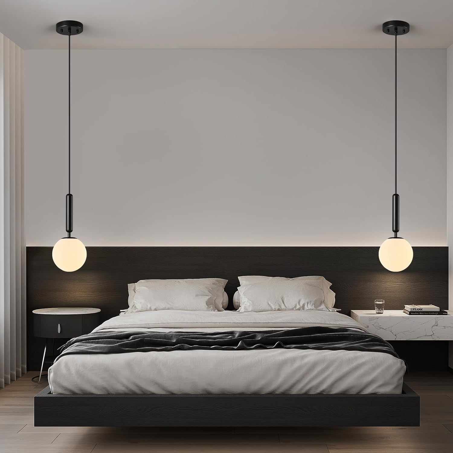 Pendul RFAN, Model ZM84, cu Abajur, 1 X E27, Inaltime Reglabila, Negru
