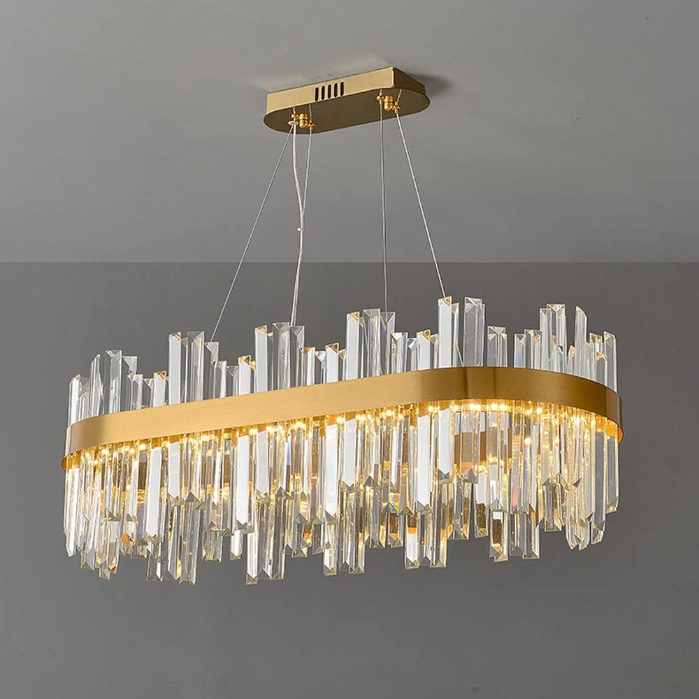 Candelabru LED RFAN, Model H98347/800*300, Textura Cristal, Metal, 120W, Auriu