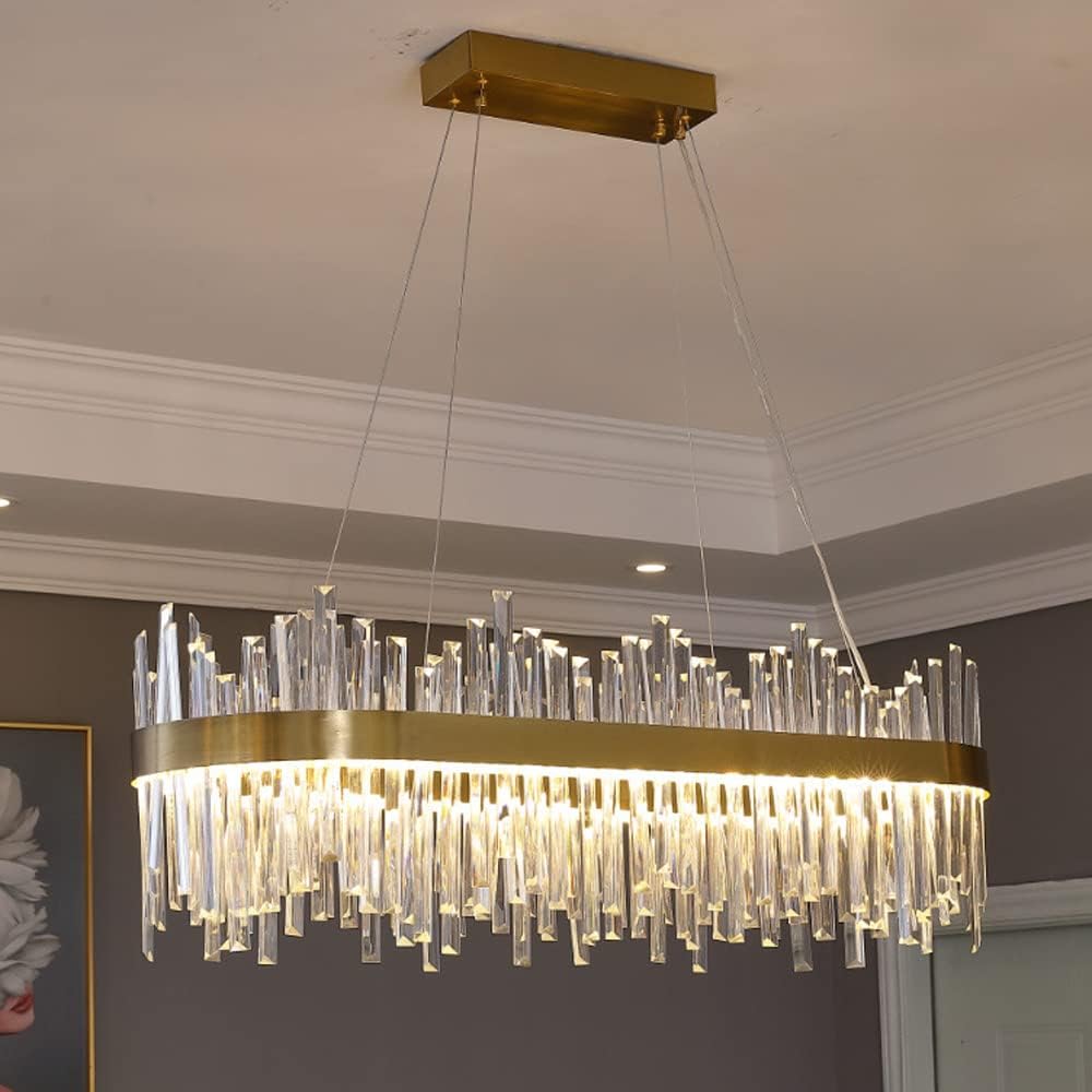 Candelabru LED RFAN, Model H98347/800*300, Textura Cristal, Metal, 120W, Auriu