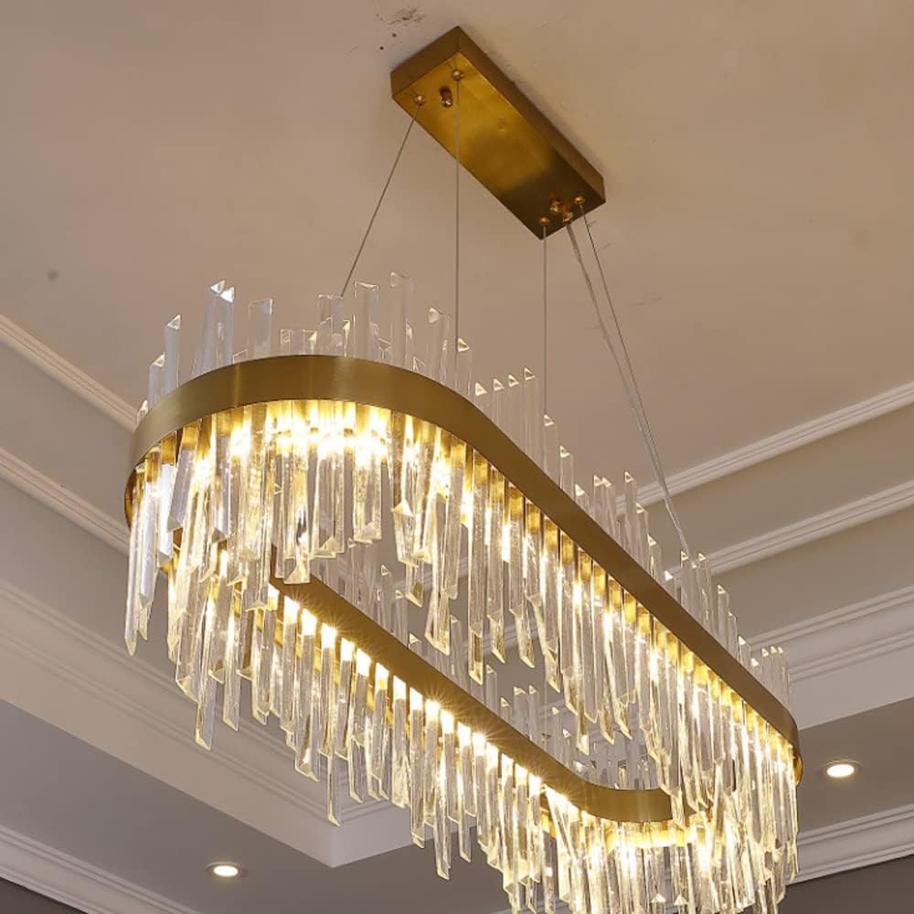 Candelabru LED RFAN, Model H98347/800*300, Textura Cristal, Metal, 120W, Auriu