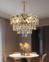 Candelabru RFAN, Model 62111/400, Textura Cristal, Metal, 5 X E27, Auriu