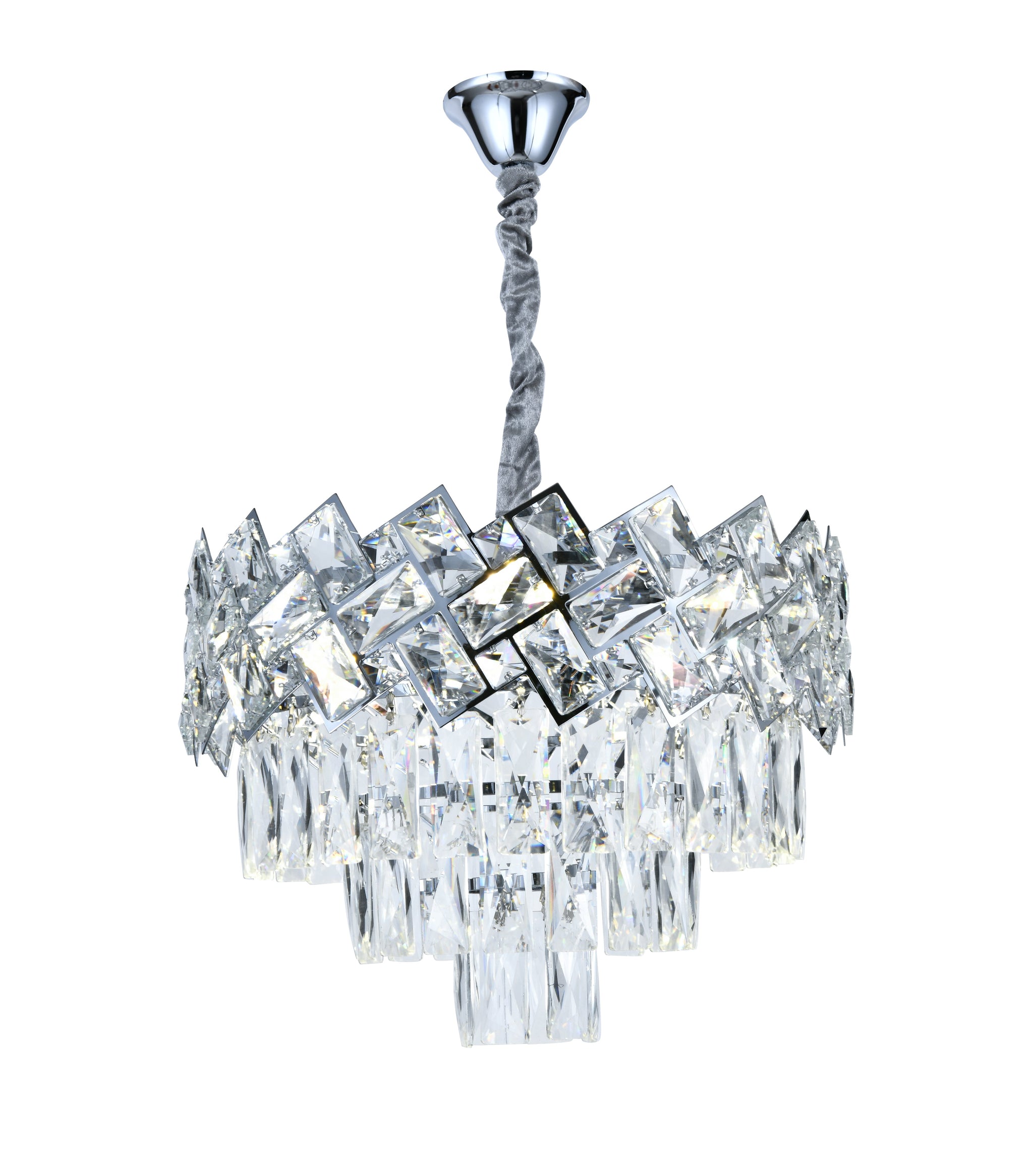 Candelabru RFAN, Model 62111/400, Textura Cristal, Metal, 5 X E27, Argintiu