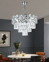 Candelabru RFAN, Model 62111/400, Textura Cristal, Metal, 5 X E27, Argintiu