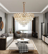 Candelabru RFAN, Model 62111/600, Textura Cristal, Metal, 10 X E27, Auriu