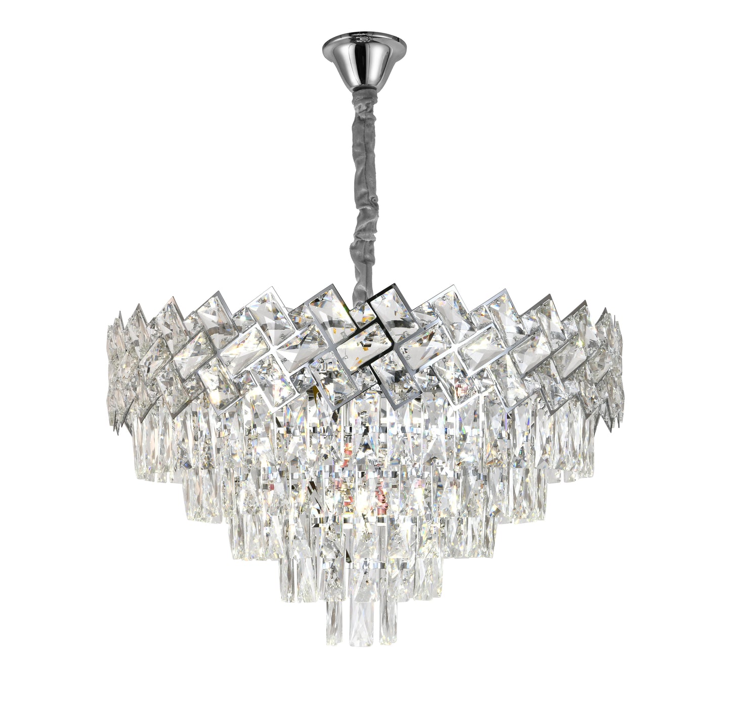 Candelabru RFAN, Model 62111/600, Textura Cristal, Metal, 10 X E27, Argintiu