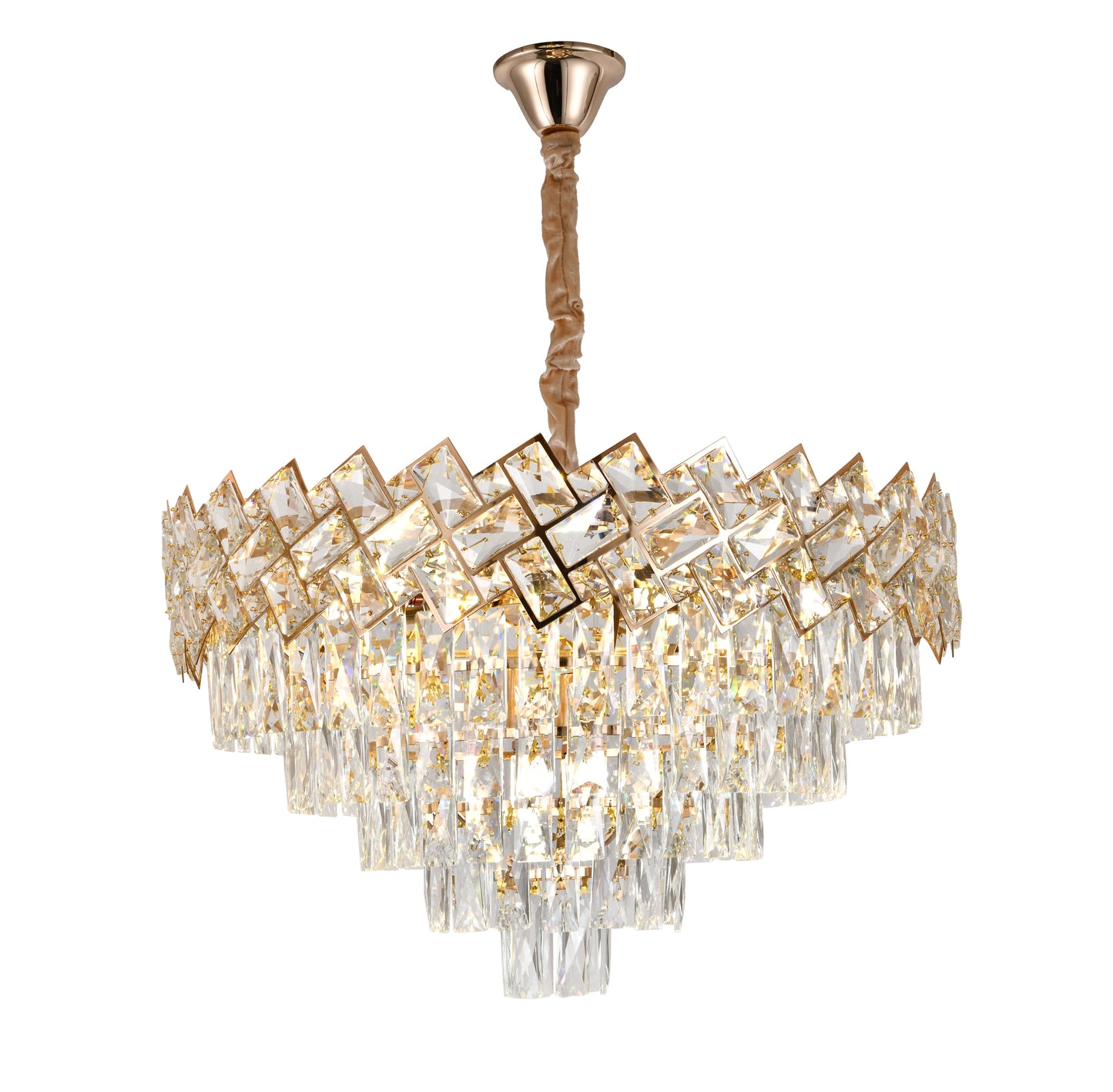 Candelabru RFAN, Model 62111/600, Textura Cristal, Metal, 10 X E27, Auriu