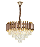 Candelabru RFAN, Model S89001/500, Textura Cristal, Metal, 8 x E27, Maro/Auriu