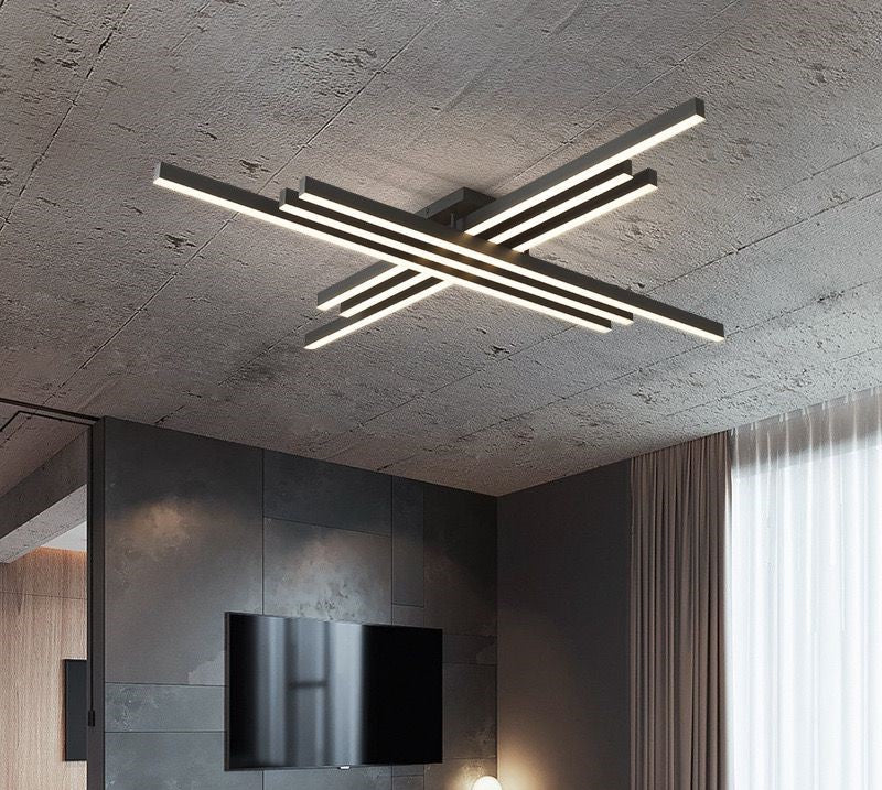 Lustra LED RFAN, Model R9112/6, Cu Telecomanda, 3 Tipuri De Lumina, Intensitate Reglabila, 146W, Negru