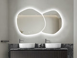 Oglinda LED Dubla, Asimetrica Premium 140×80 cm, Touch, 3 Tipuri Lumina – Calda, Rece, Naturala