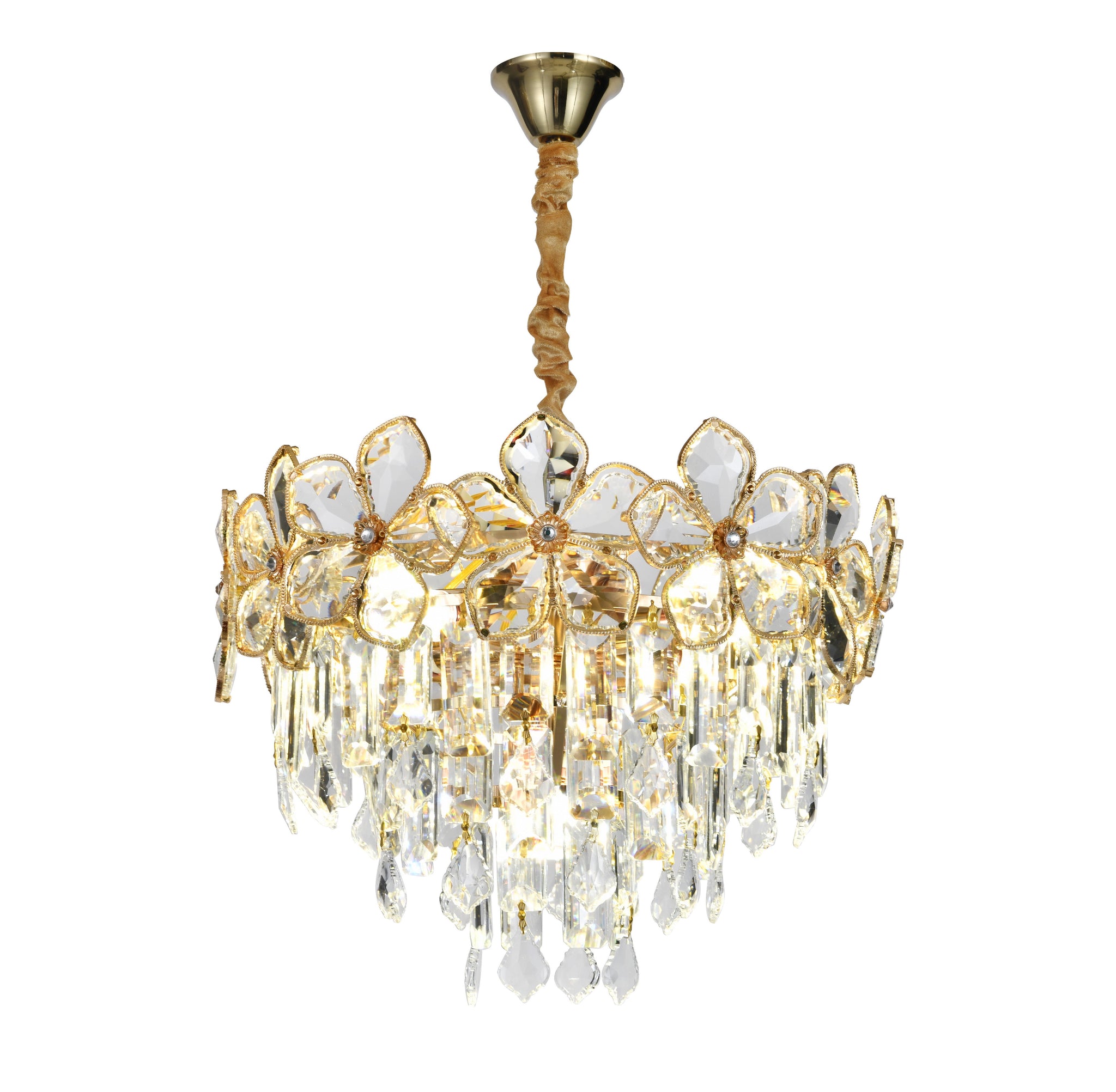 Candelabru RFAN, Model 75001/400, Textura Cristal, Metal, 5 X E14, Auriu