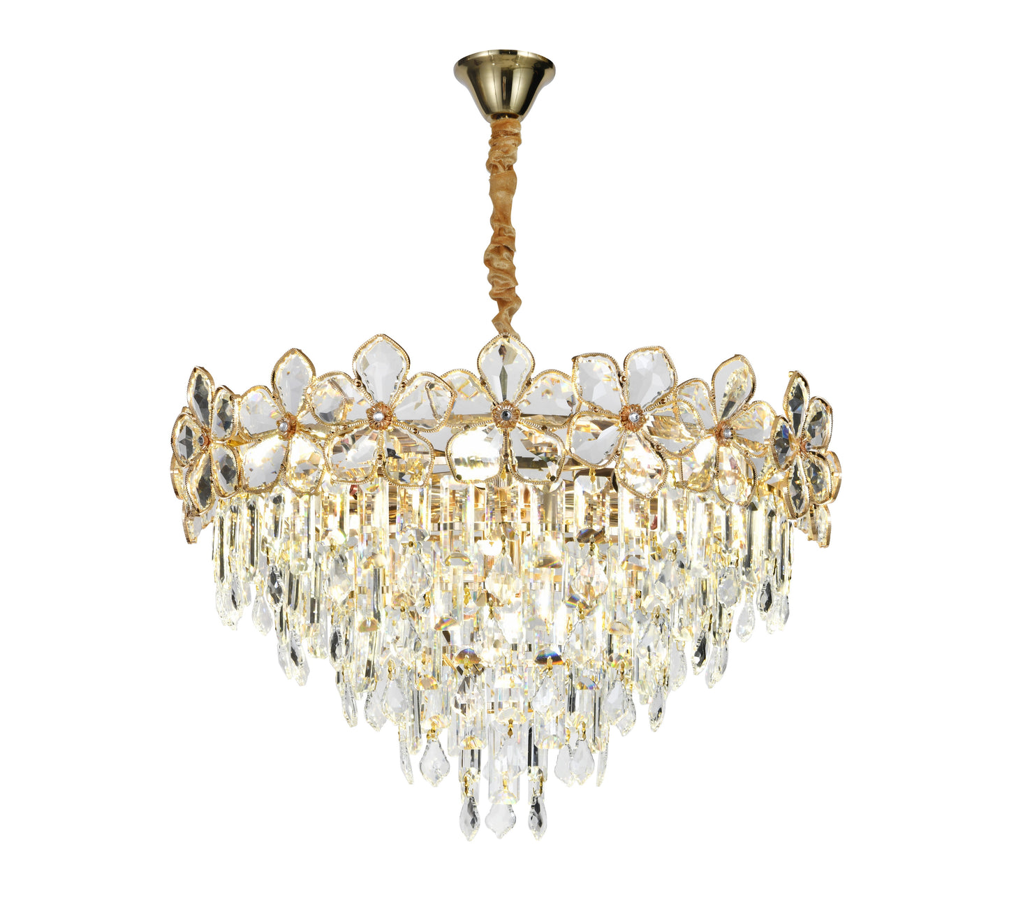 Candelabru RFAN, Model 75001/600, Textura Cristal, Metal, 10 X E14, Auriu