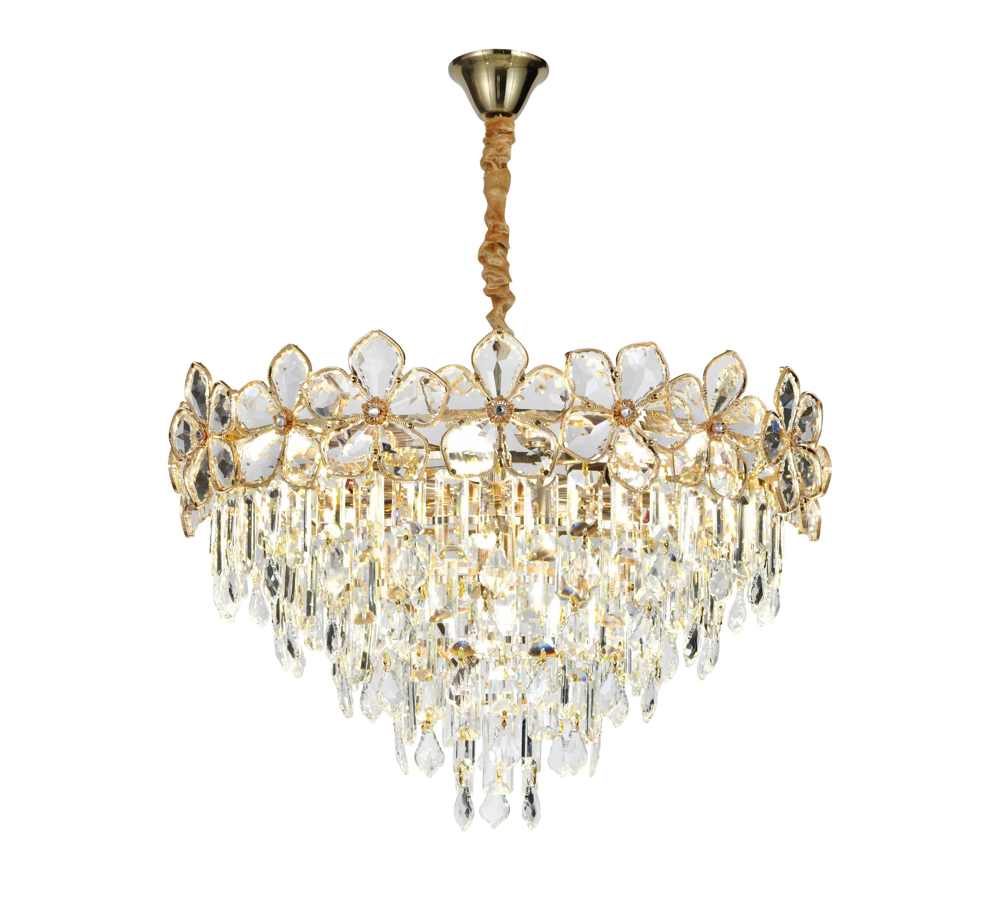 Candelabru RFAN, Model 75001/600, Textura Cristal, Metal, 10 X E14, Auriu