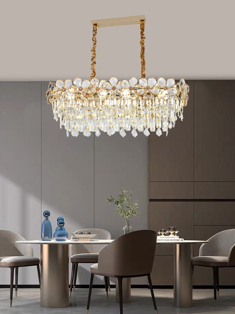 Candelabru RFAN, Model 75001/800*300, Textura Cristal, Metal, 8 X E14, Auriu