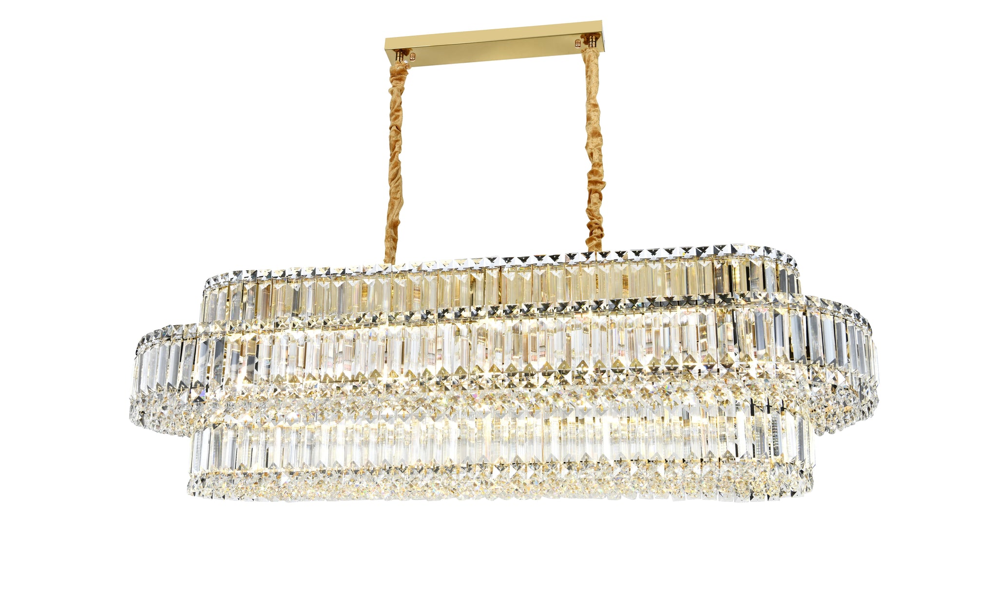 Candelabru RFAN, Model 75005/1200*450, Textura Cristal, Metal, 12 X E14, Auriu
