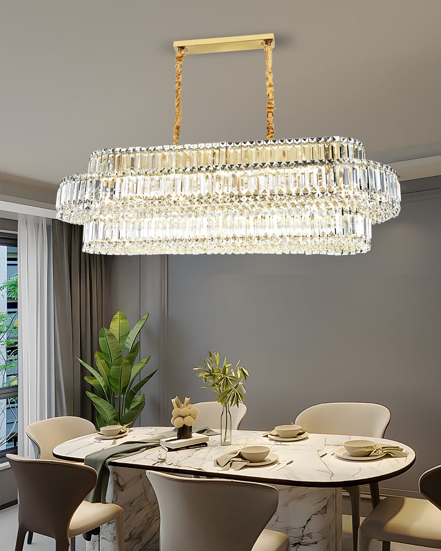 Candelabru RFAN, Model 75005/1200*450, Textura Cristal, Metal, 12 X E14, Auriu