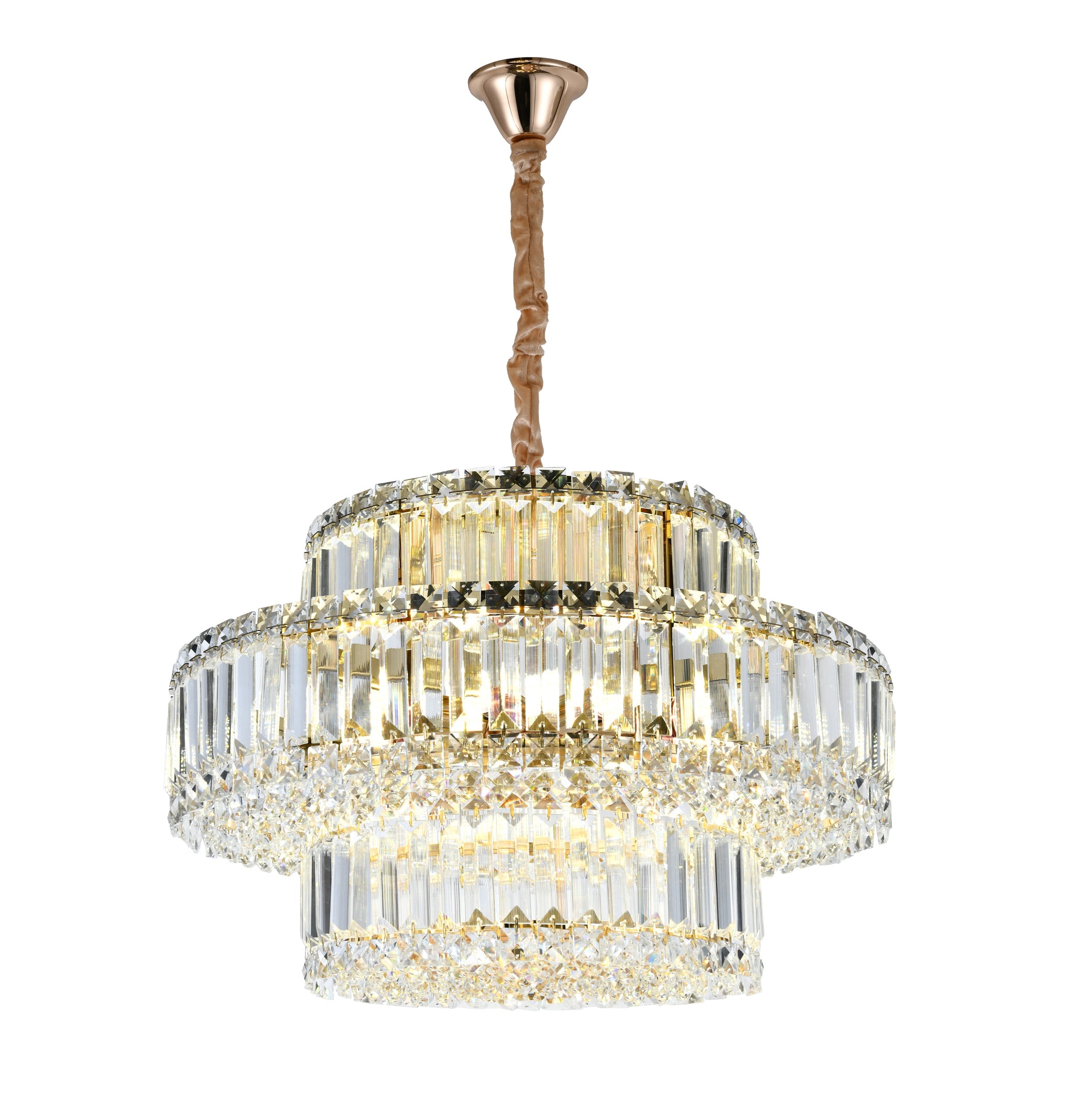 Candelabru RFAN, Model 75005/550, Textura Cristal, Metal, 8 X E14, Auriu