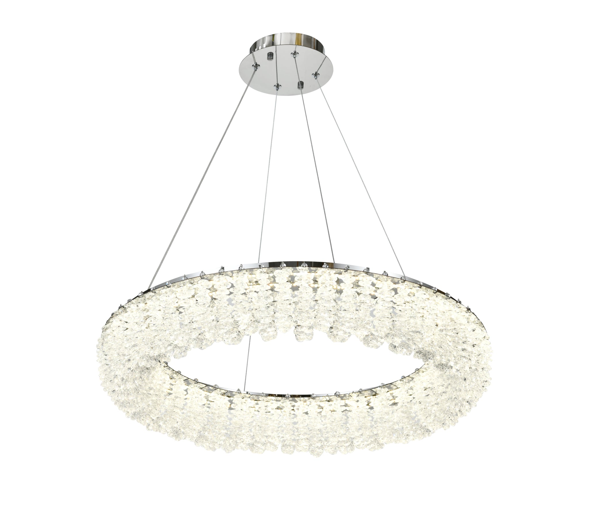 Candelabru LED RFAN, Model 78011-600, Textura Cristal, Metal, 90W, Argintiu